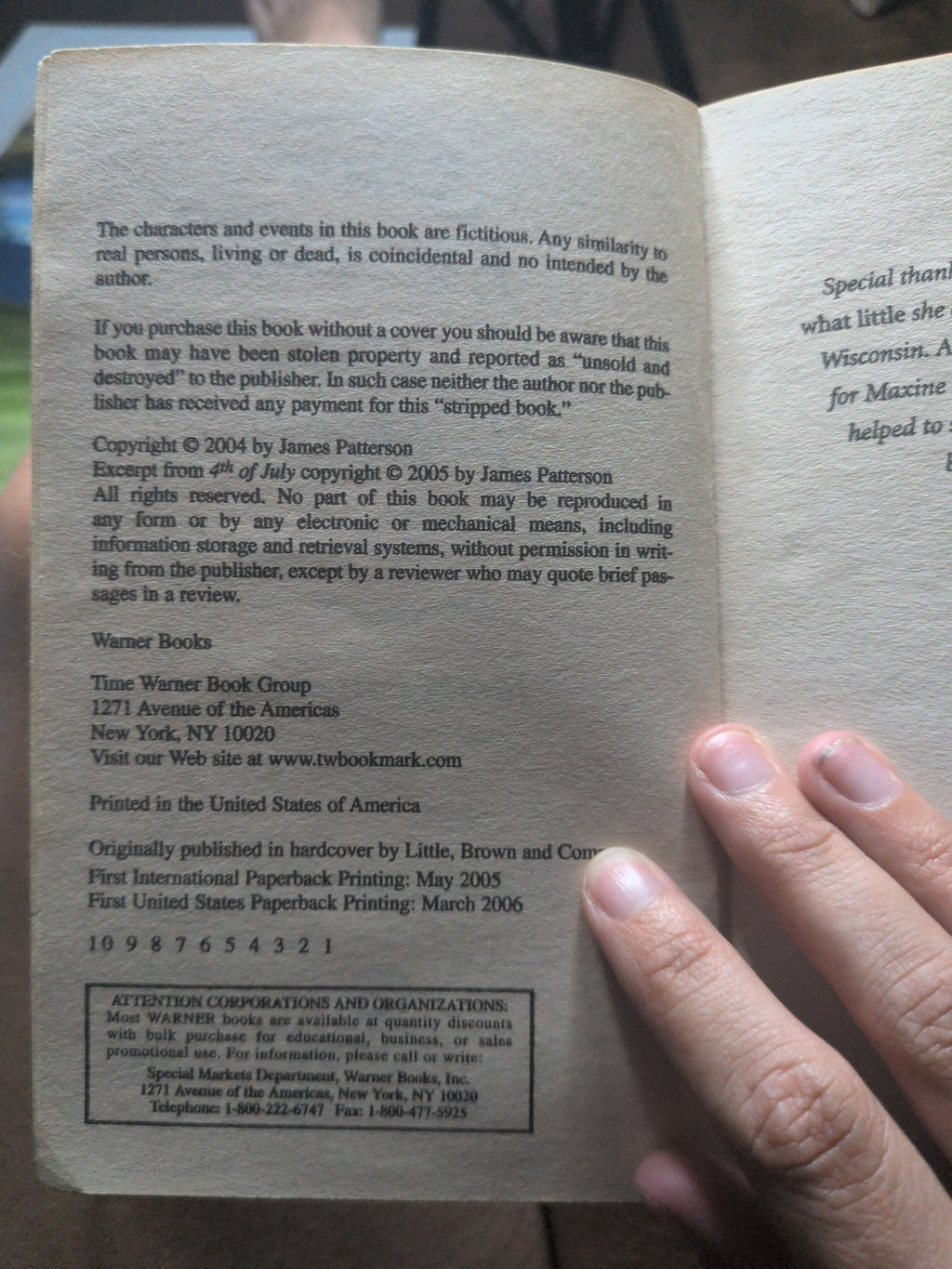 Sam's Letters to Jennifer Patterson, James (Paperback) 1st Printing
